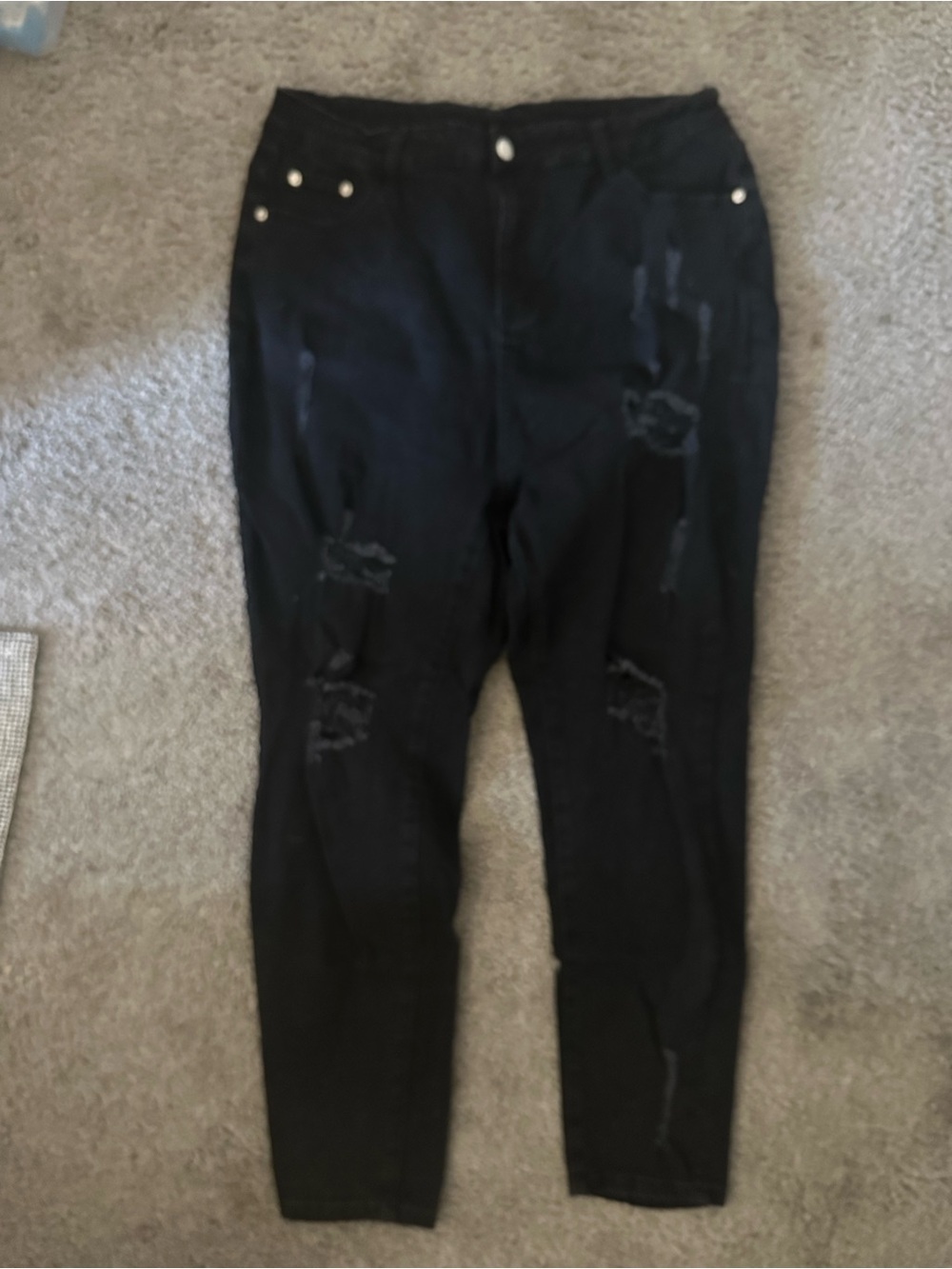 SHEIN Black Distressed Skinny Skinny Jeans